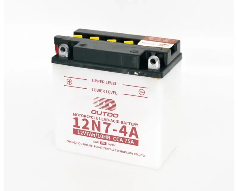 OUTDO Flooded Dry Charged 12N7-4A Motorcycle Battery 12V 7Ah