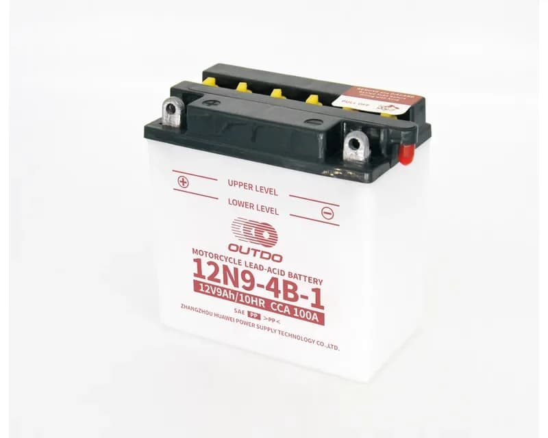 OUTDO Flooded Dry Charged 12N9-4B-1 Motorcycle Battery 12V 9Ah
